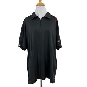 Adidas Shirt Womens Large Black Climacool Golf 1/4 Zip Short Sleeve Performance